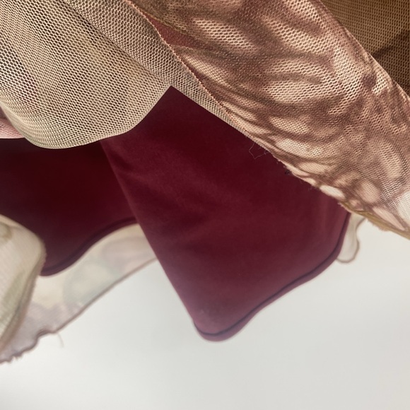 Old world roses mauve beige green flowing chiffon maxi dress Medium - Picture 13 of 15